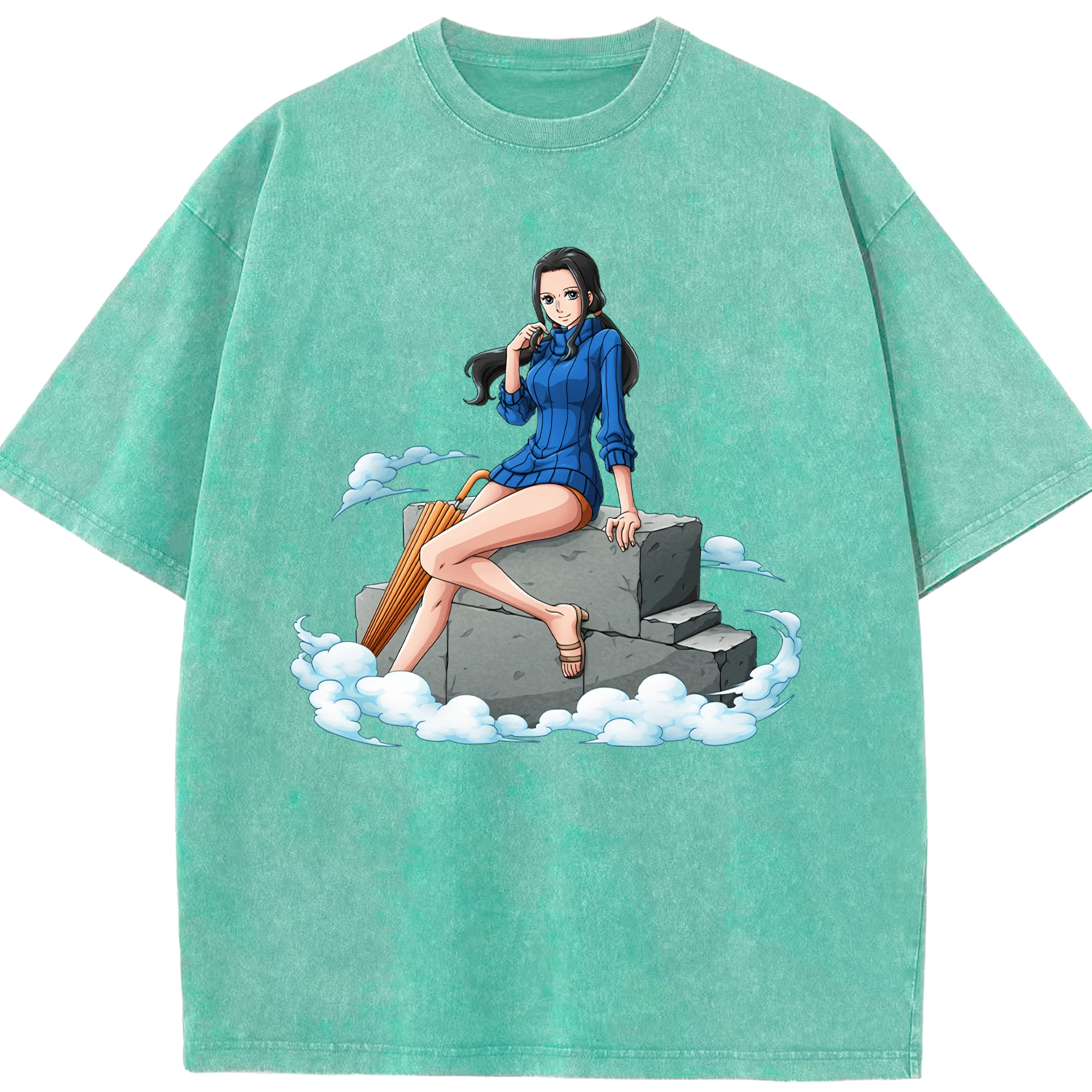 ワンピース ニコ・ロビン ONE PIECE Nico Robin 綿100% ヴィンテージ風 半袖Tシャツ（フロントプリント）